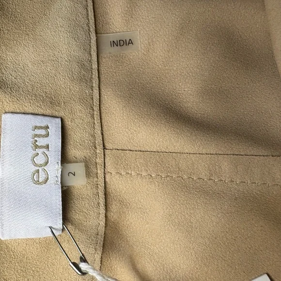 NWT Ecru Women’s Tan Suede Maxi Skirt with Button Detail Genuine Leather